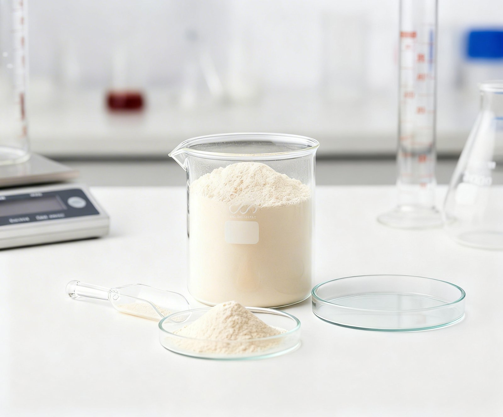 B2B earthworm peptide powder sample evaluation with labeled sample, COA, specification sheet, and laboratory checklist