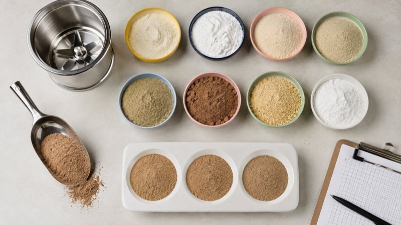 Earthworm protein powder evaluated with other ingredients in a dry powder blend formulation
