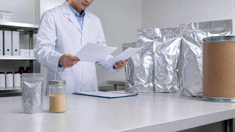 Lumbrokinase sample and small bulk packages reviewed for specification and batch document consistency