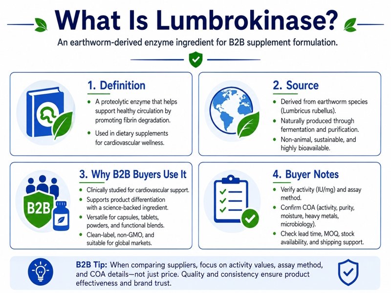 What is lumbrokinase earthworm-derived enzyme ingredient for B2B supplement formulation