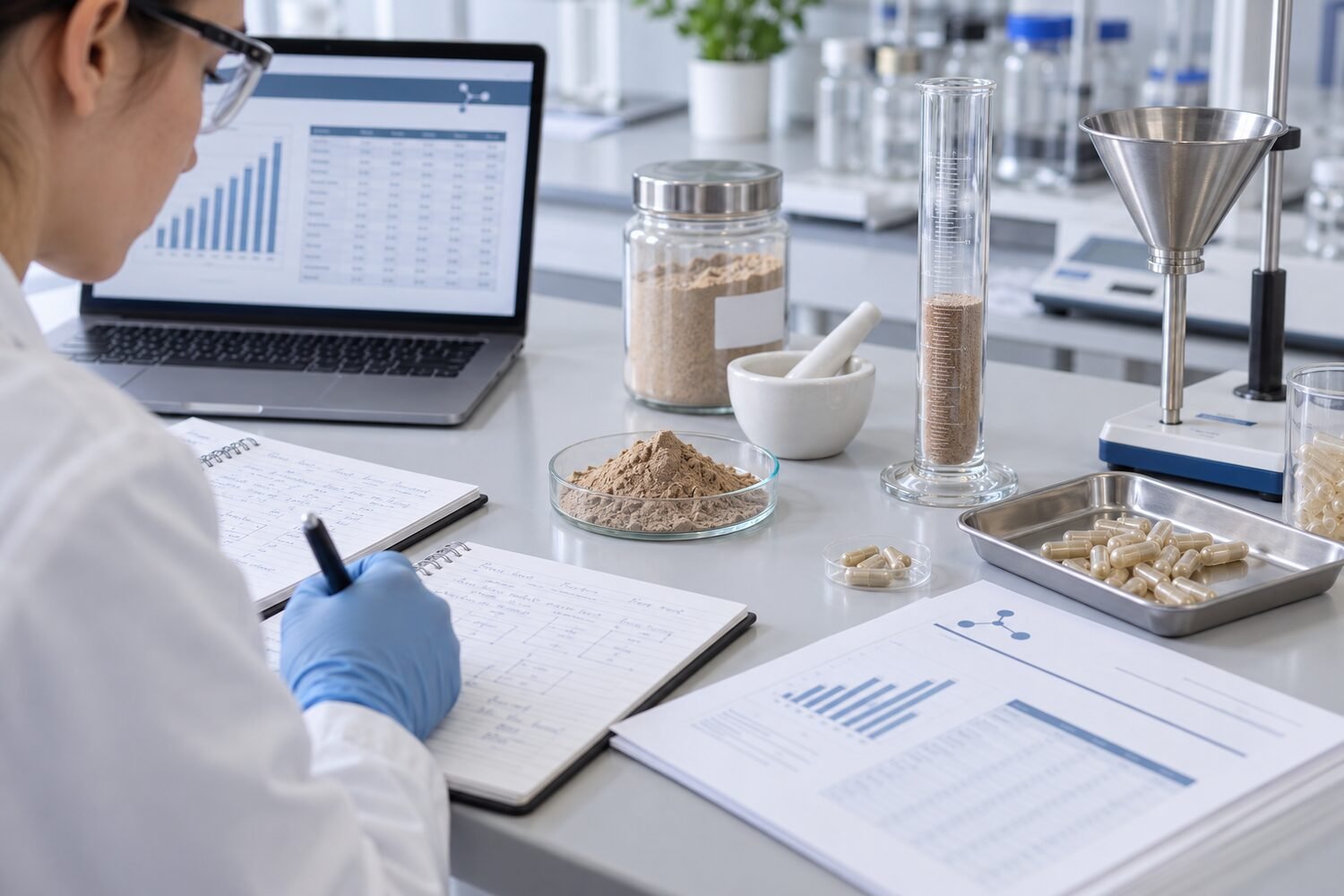 Amino acid data reviewed alongside physical tests during Earthworm Protein Powder formulation evaluation