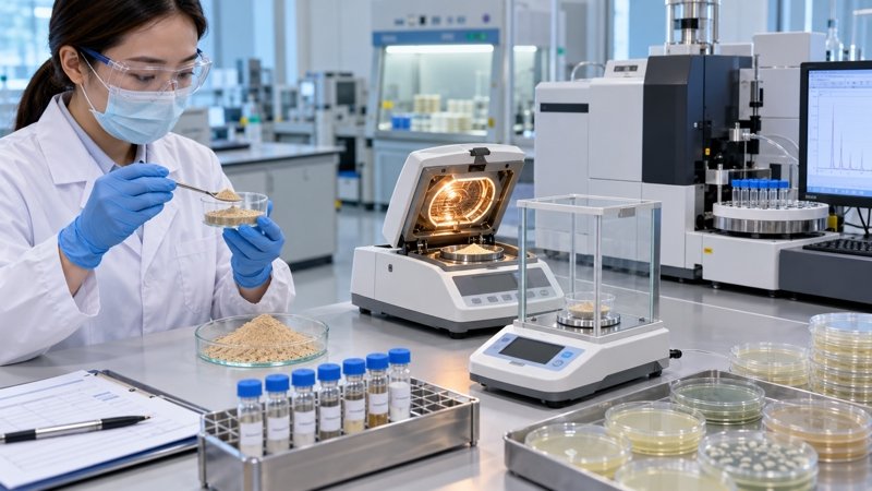Laboratory testing of Earthworm Peptide Powder for moisture, heavy metals and microbiological quality