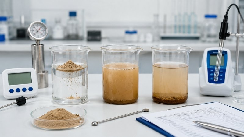 Earthworm Peptide Powder solubility and dispersibility testing showing mixing behavior and slight sediment after standing