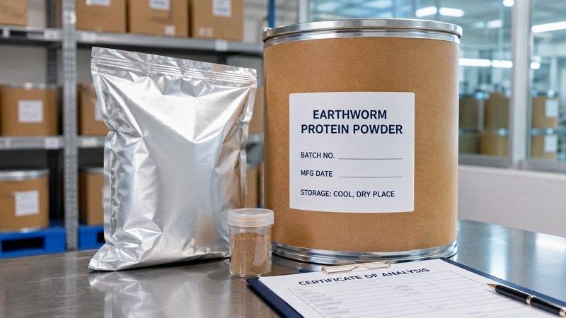 Earthworm Protein Powder batch confirmation, COA, packaging and storage review before bulk purchasing
