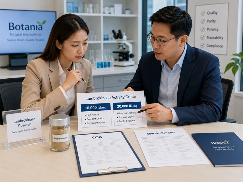 Lumbrokinase activity grade selection with 10,000 IU/mg and 20,000 IU/mg COA review