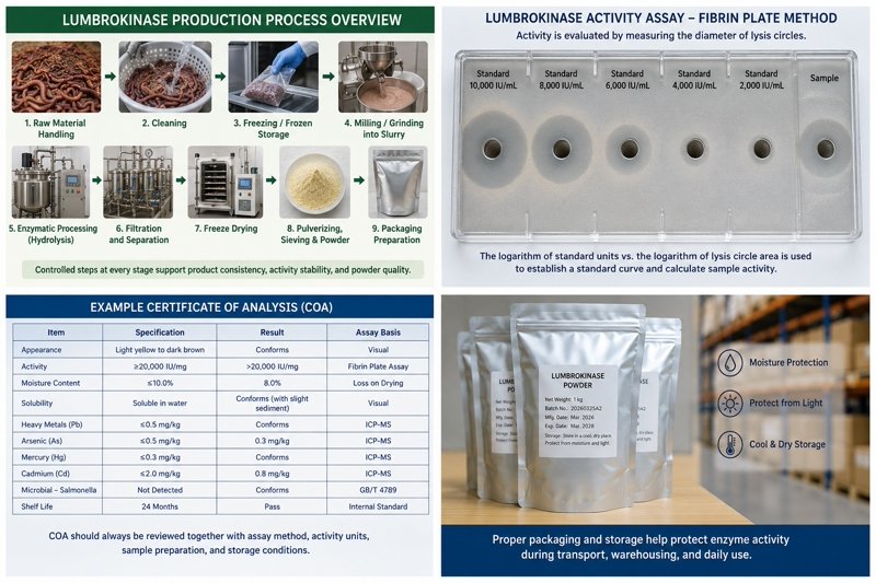 Lumbrokinase extraction and purification process from raw material cleaning to freeze drying and packaging