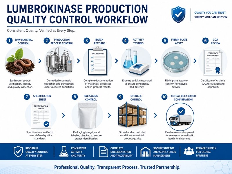 Lumbrokinase production quality control from earthworm raw material preparation to finished powder packaging