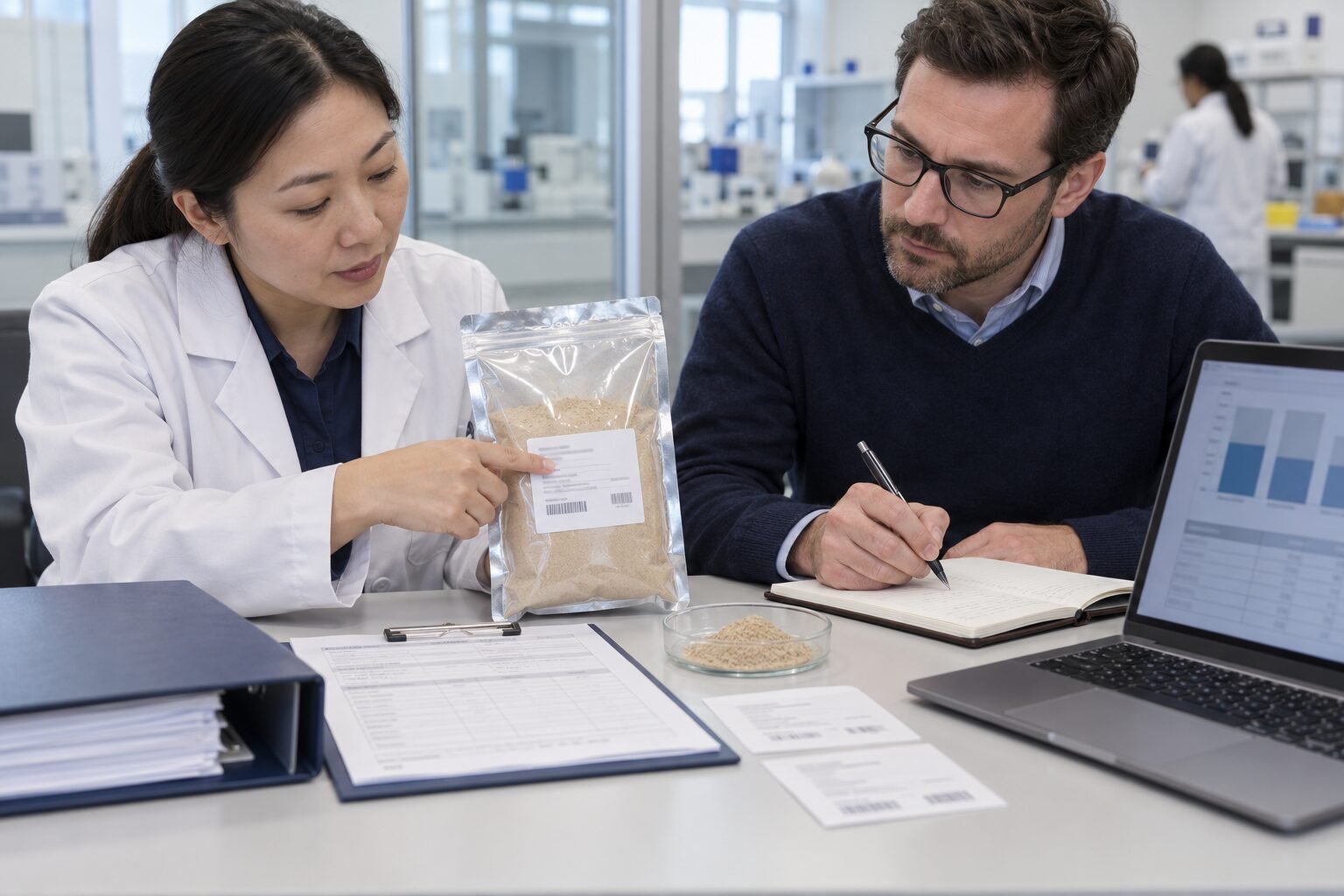 Supplier and QA team investigating an Earthworm Peptide Powder batch documentation discrepancy