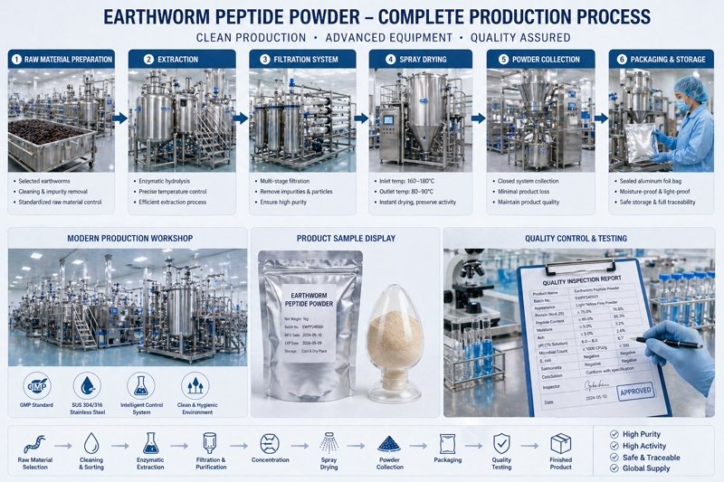 earthworm peptide production process