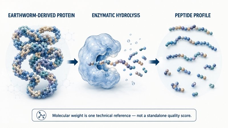 Enzymatic hydrolysis and peptide profile of Earthworm Peptide Powder