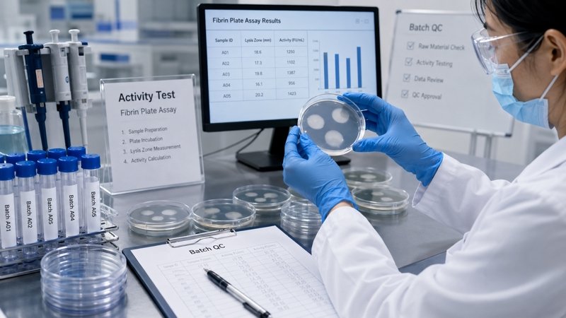 Fibrin plate assay testing for lumbrokinase activity evaluation