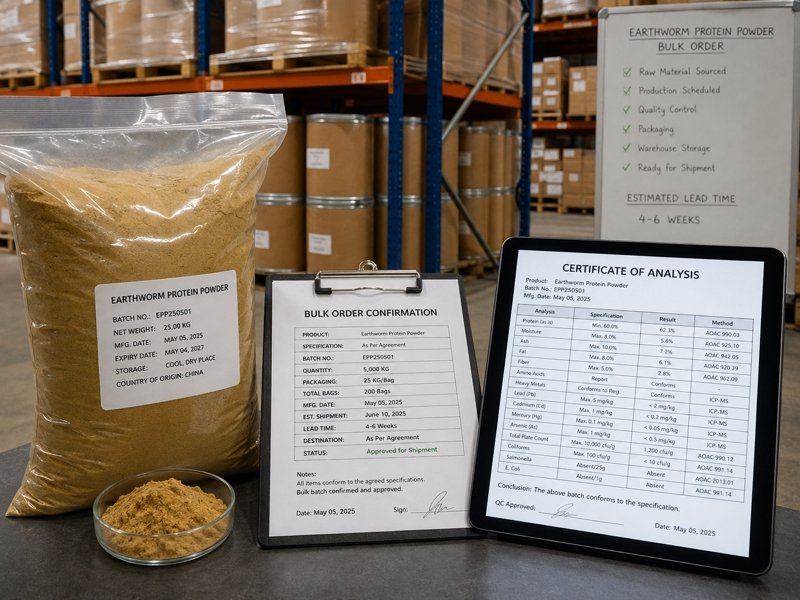 Protein, moisture, ash, heavy metals, and microbiology review on a batch COA