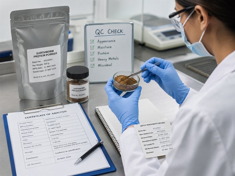 Earthworm Protein Powder batch number and manufacturing date verification
