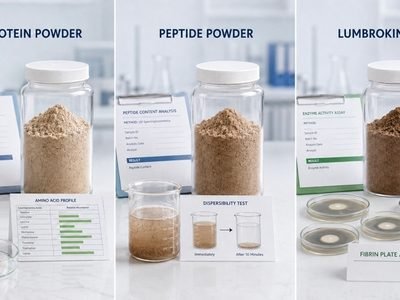 Earthworm ingredient quality tests comparison for protein powder, peptide powder and lumbrokinase
