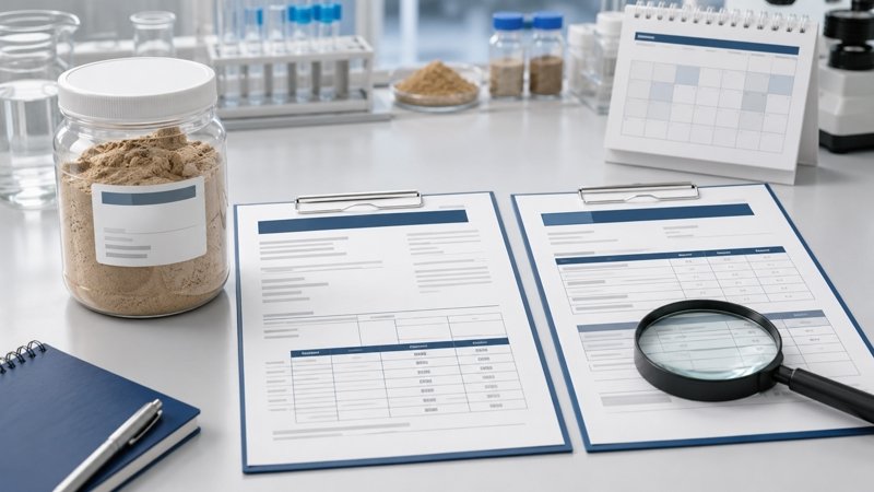 Earthworm Protein Powder specification sheet, batch COA and available sample information under review