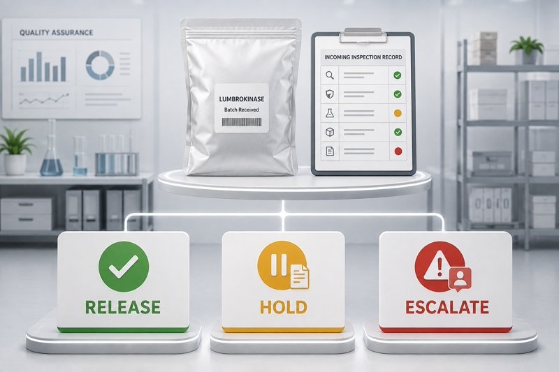 Release hold or escalate decision model for lumbrokinase incoming quality control