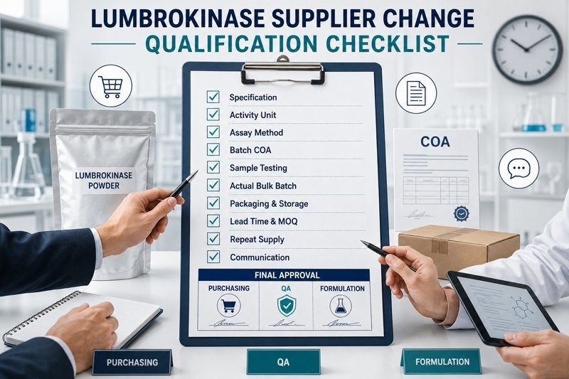 Lumbrokinase supplier change qualification checklist for purchasing QA and formulation teams