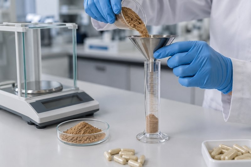 Bulk density testing of Earthworm Protein Powder for capsule formulation development