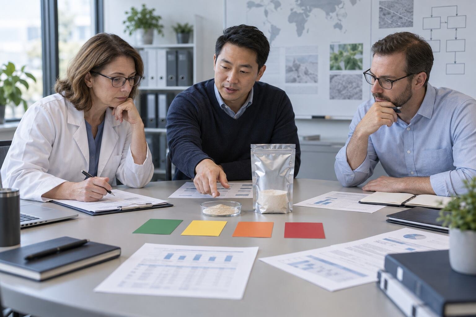 QA, purchasing and supplier-quality teams reviewing a Lumbrokinase batch acceptance decision framework