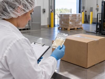 Contract supplement manufacturer team reviewing customer formulation requirements and a Lumbrokinase powder specification