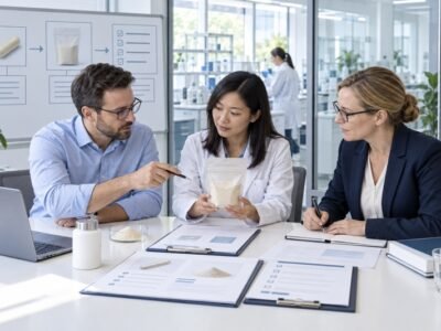Formulation, QA and sourcing teams defining Lumbrokinase ingredient specification requirements