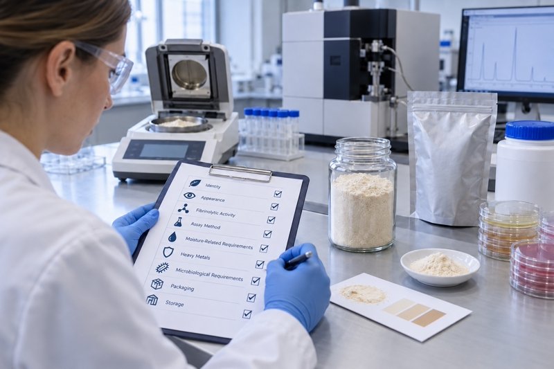 QA review of Lumbrokinase raw-material identity, activity, assay and quality requirements