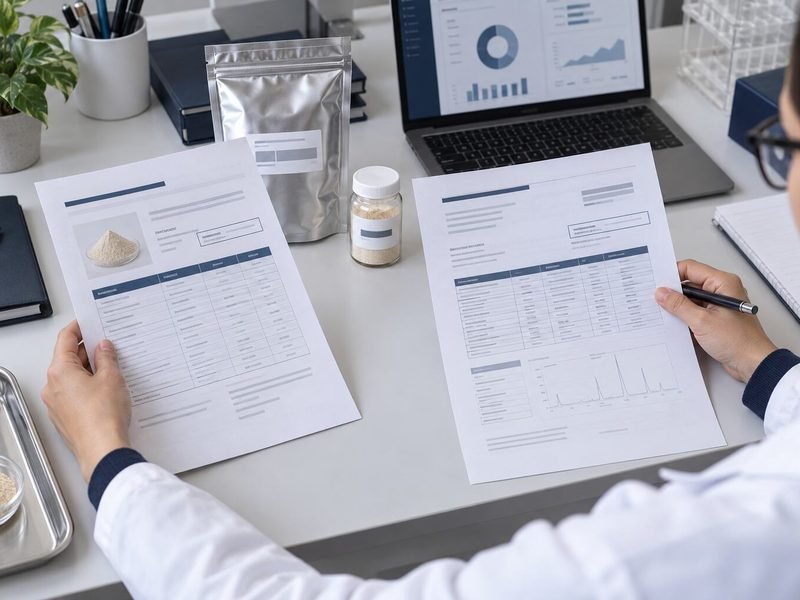 QA and purchasing professionals defining Lumbrokinase batch acceptance criteria before commercial delivery
